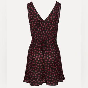 Realisation Par Black Dress with Red Floral Design